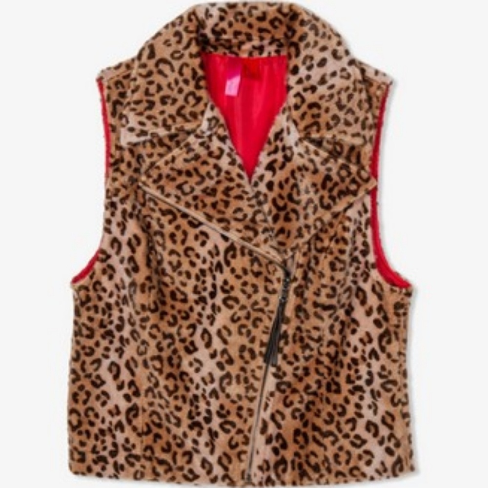 NEW Forever 21 Leopard Print Faux Fur Vest small